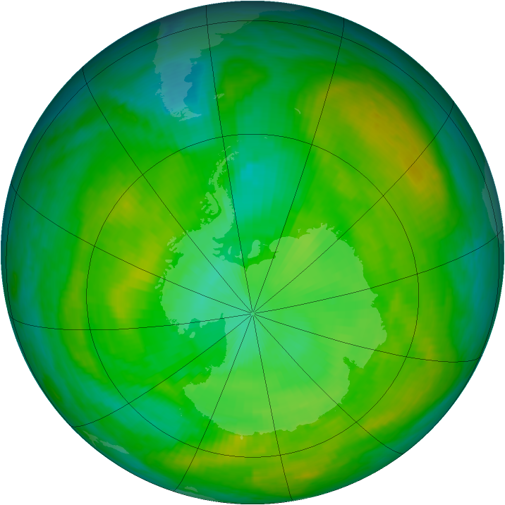 Antarctic ozone map for 13 December 1983